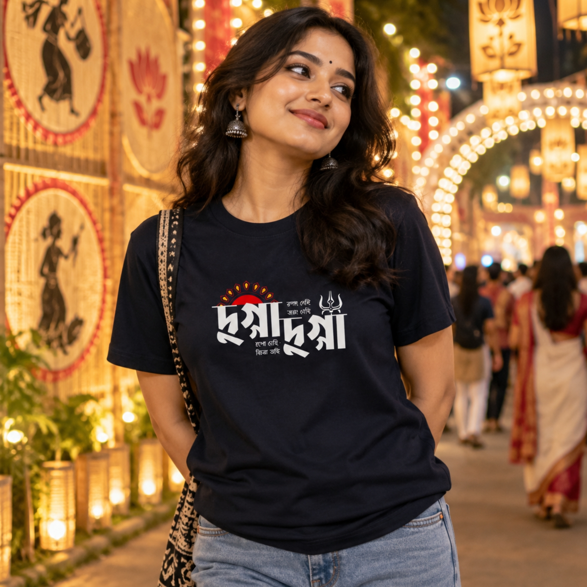 Bengali T-Shirt Dugga Dugga Women Dark Colours (1)